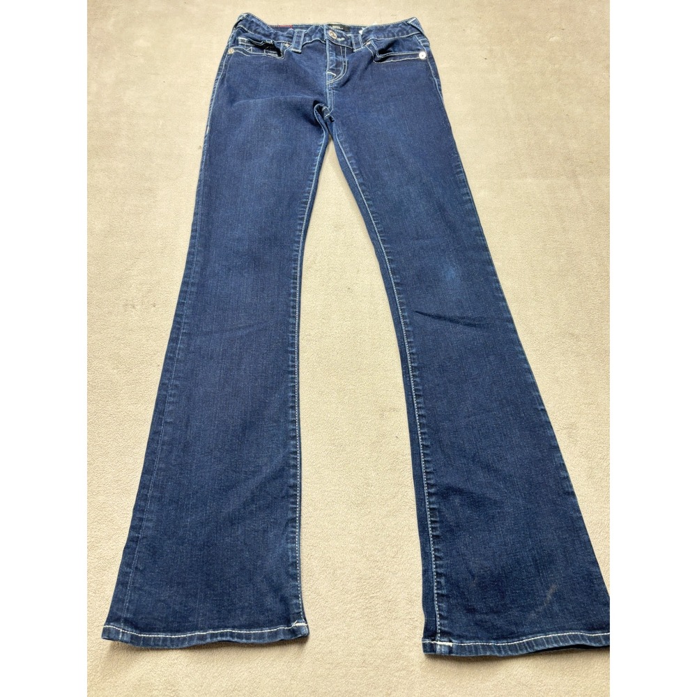 True Religion Becca Mid Rise Bootcut Jeans Dark Wash Blue Size 28 Y2K Flare